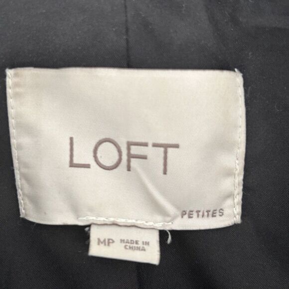 LOFT Coat MP M Medium Petite Leopard Animal Print Asymmetric Zipper Wool Blend - Picture 5 of 7